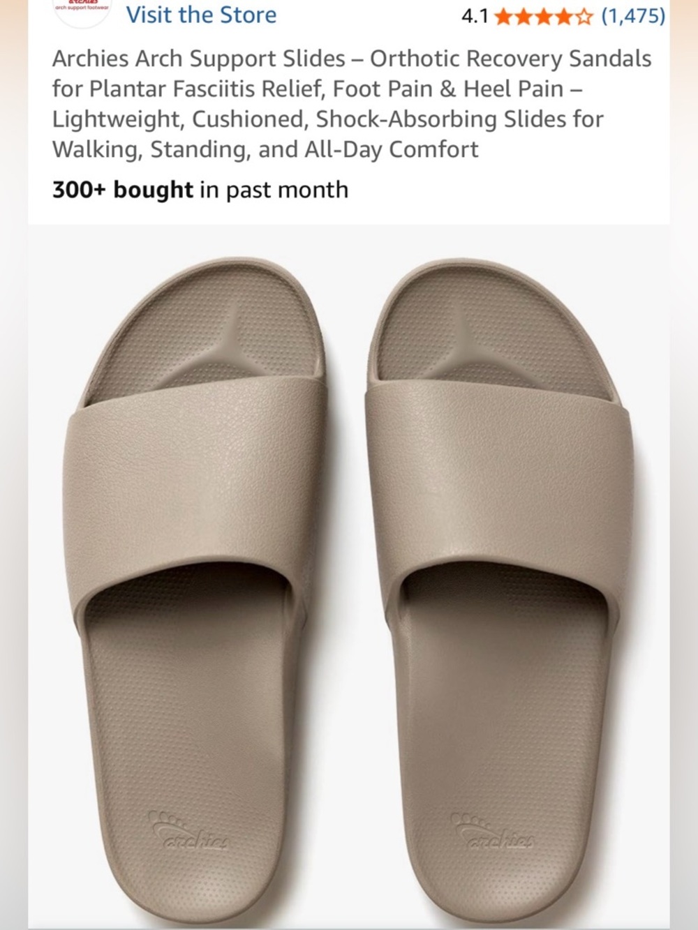 Archies Women's Arch Support Slides Sandals in Taupe
